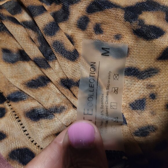 Cheetah print ankle length sheer swimsuit coverup - Picture 2 of 2